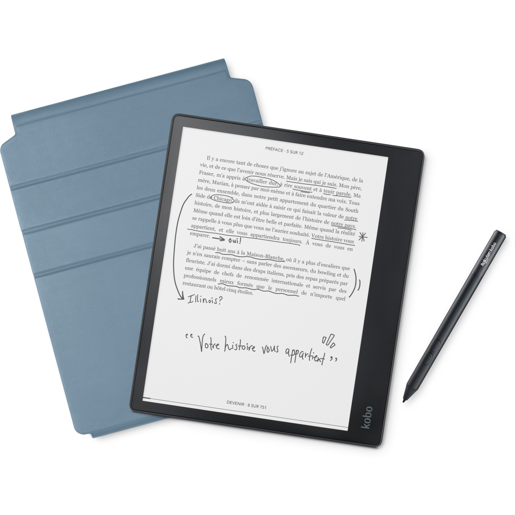 Bloc-notes numérique KOBO Liseuse Bloc Note Elipsa (stylet+cover)