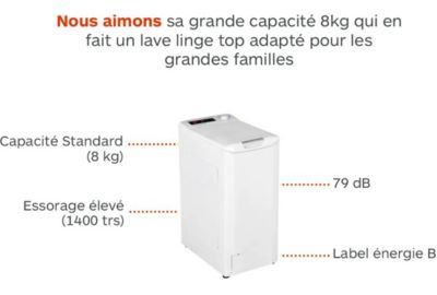 Lave linge top CANDY CSTSG 48TMVE/-47 Smart