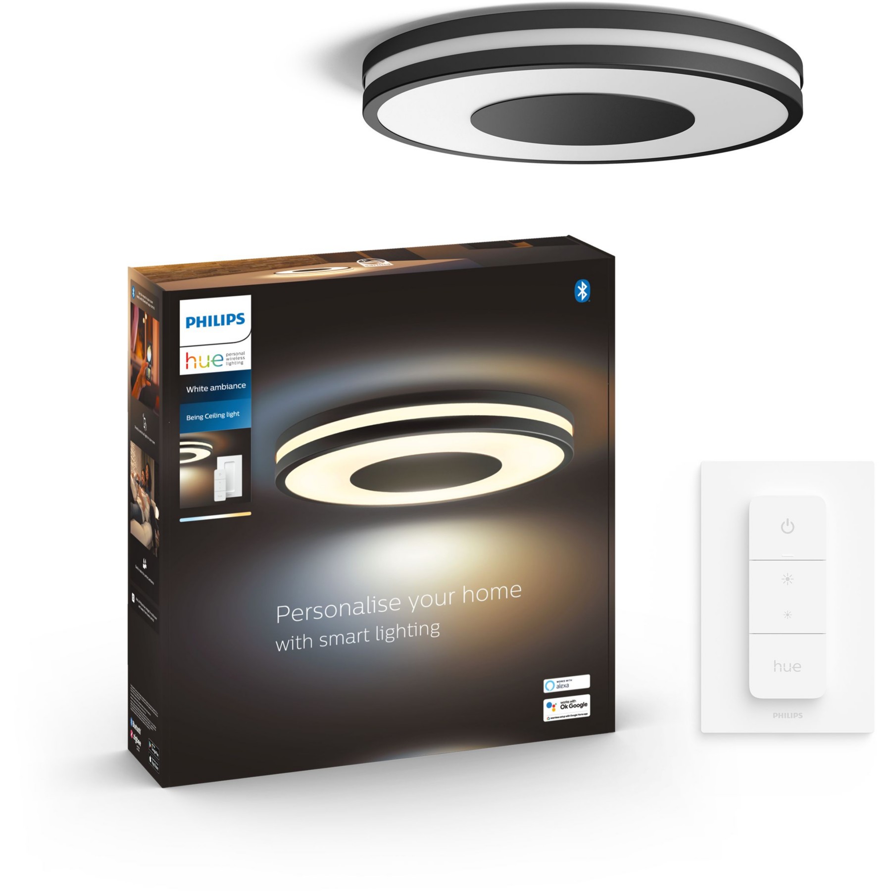 Plafonnier PHILIPS HUE White Ambiance BEING noir+tlc