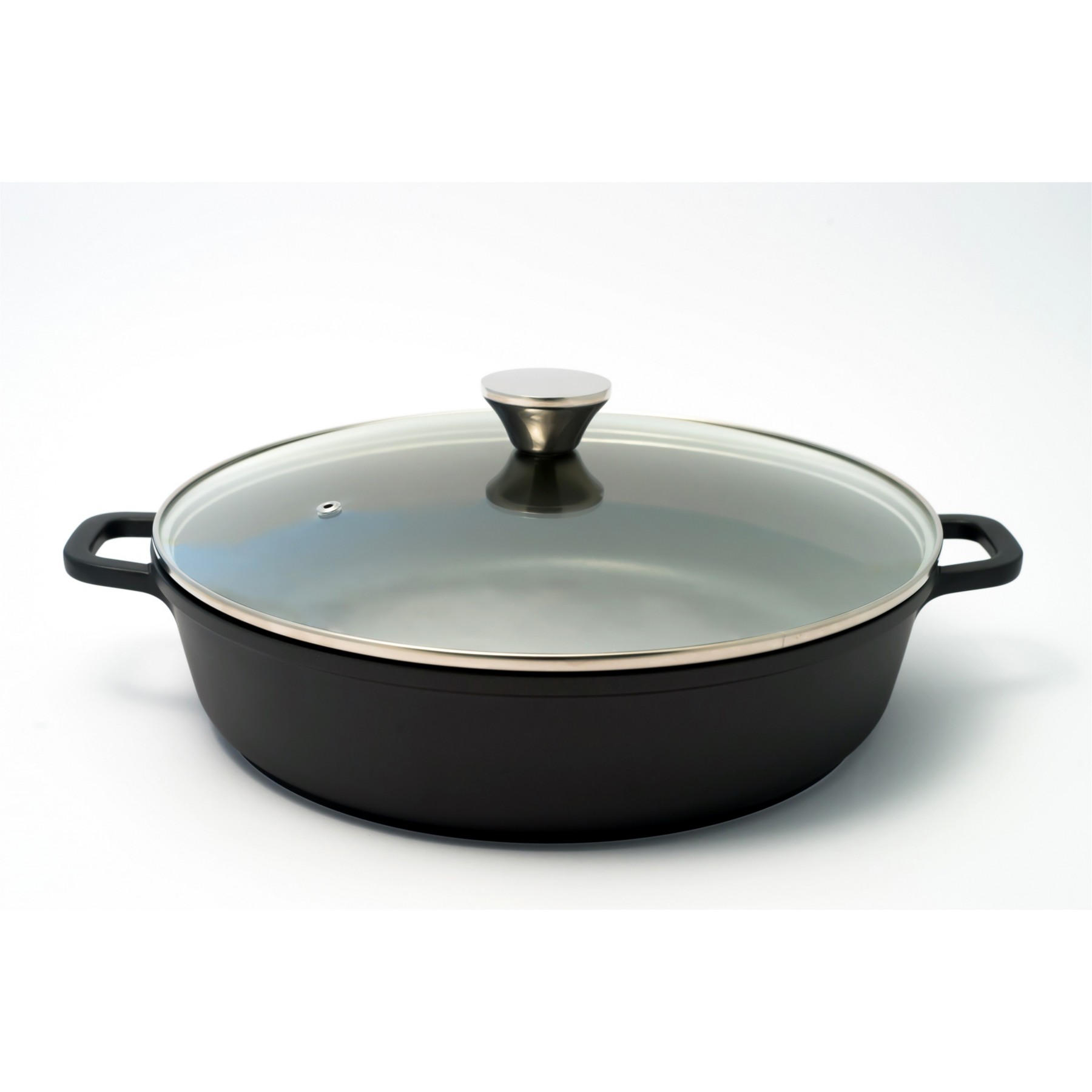 Marmite BAUMALU basse et couvercle verre  5L 32 cm