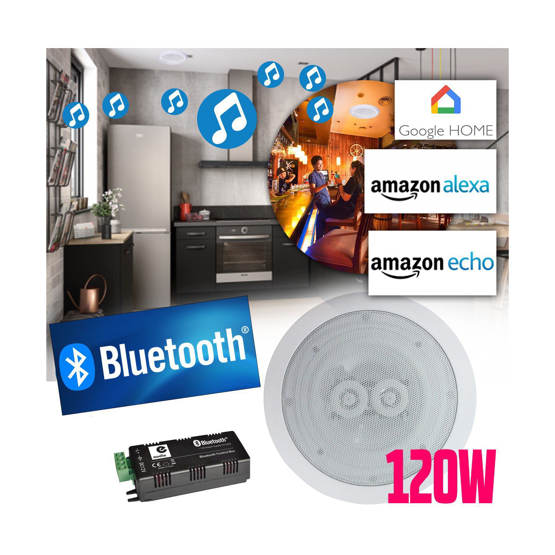 Enceinte encastrable E-AUDIO Haut-parleurs 120W plafond encastrable W