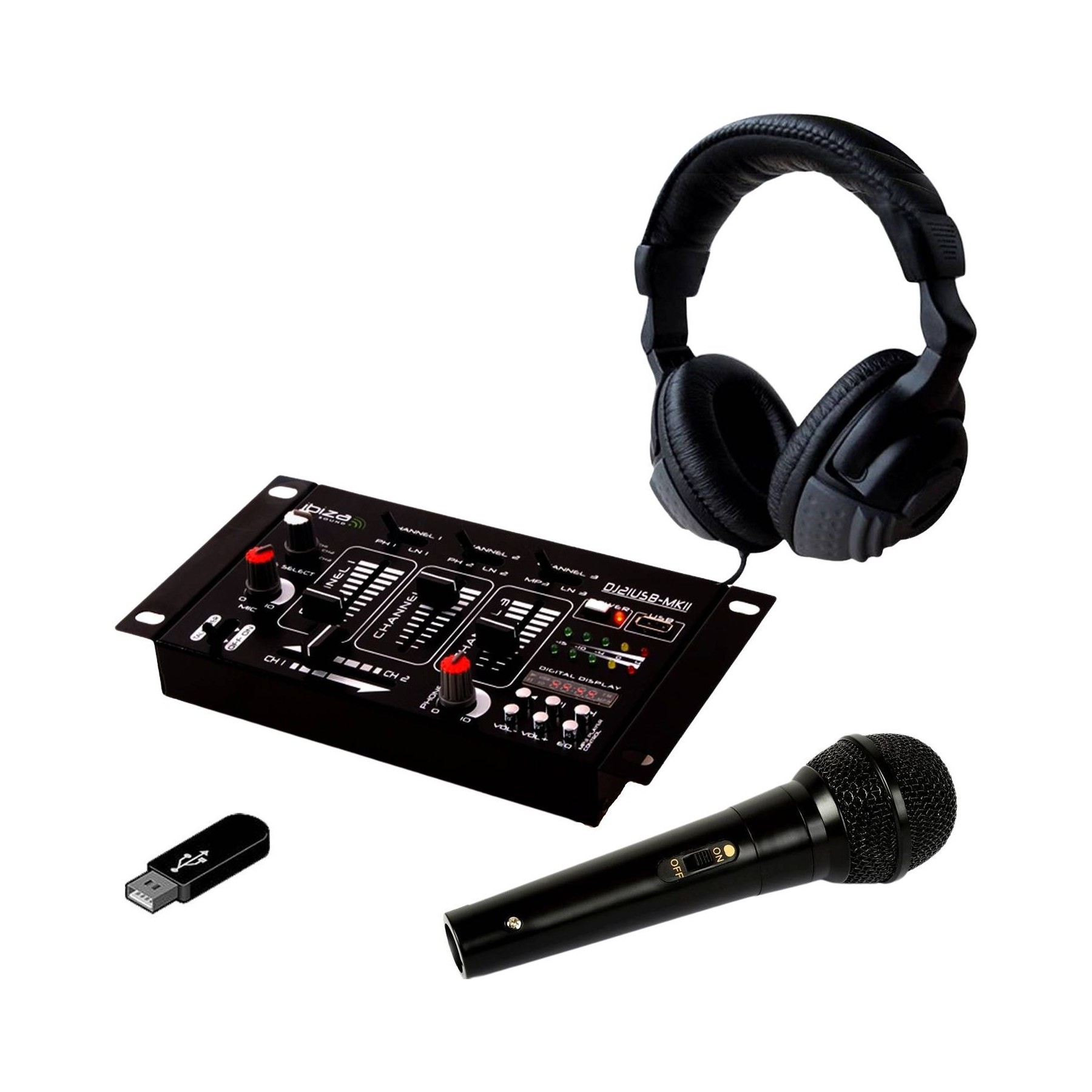 Table de mixage IBIZA DJ21 USB + Casque + Micro