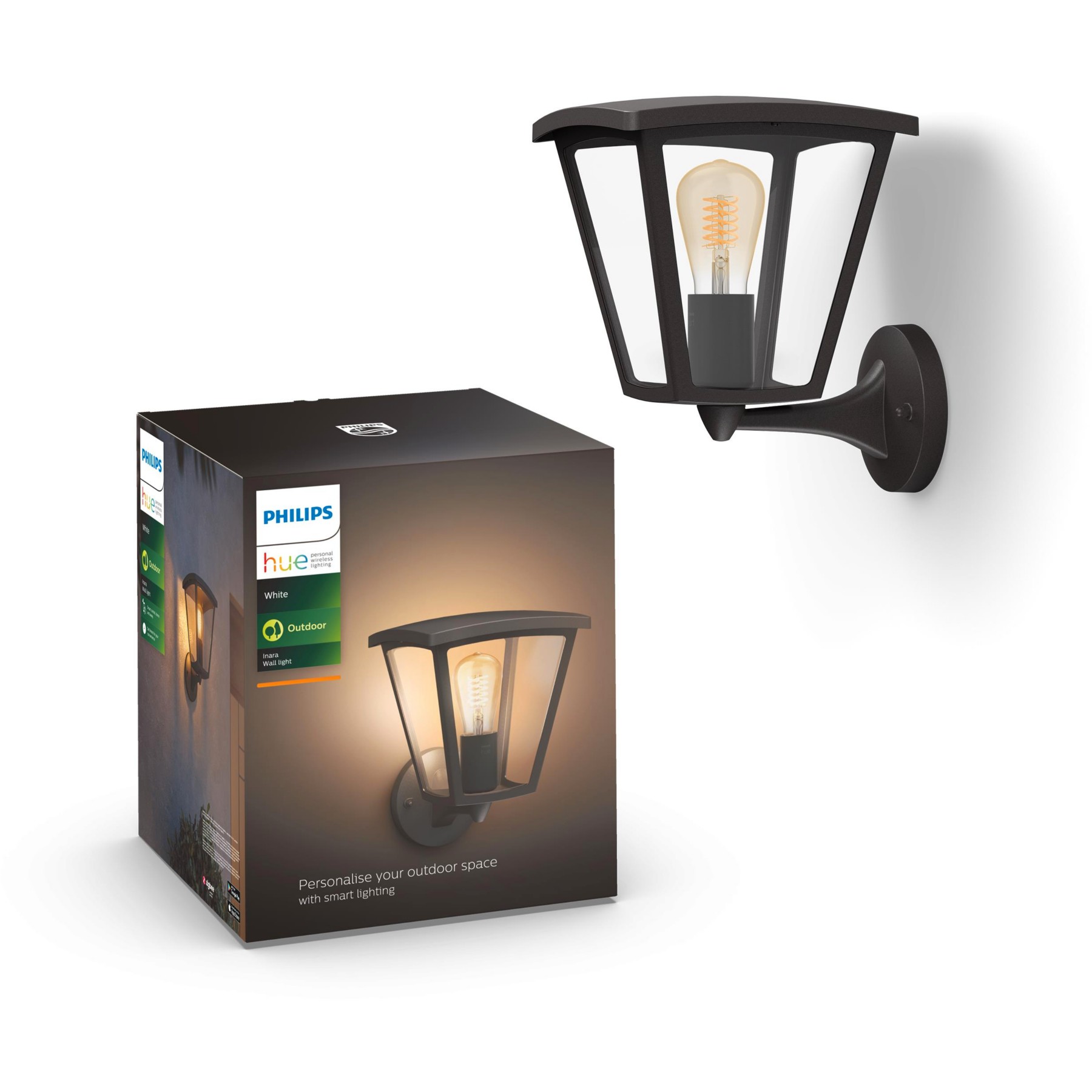 Lanterne PHILIPS HUE White INARA Filament mural noir Ext