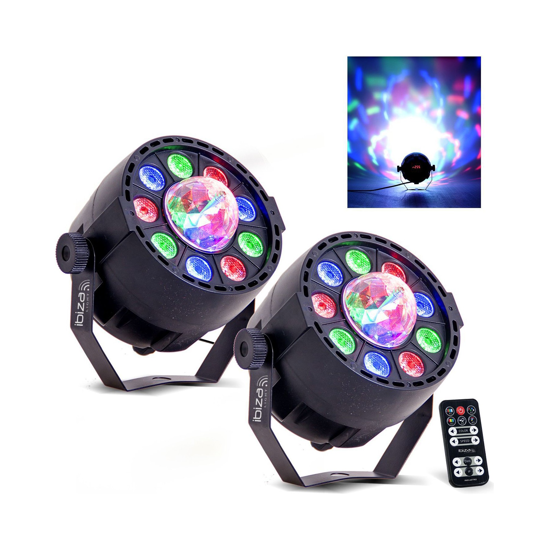 Jeu de lumières IBIZA PAR-ASTRO Projecteur 2 en 1 - DMX LED