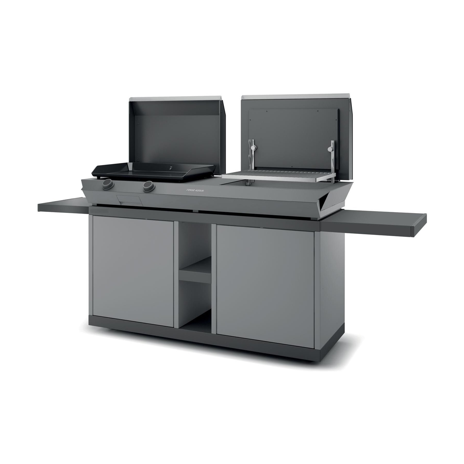 Chariot Plancha FORGE ADOUR Combi G NG 2 tablettes rabattables 2portes coulissantes