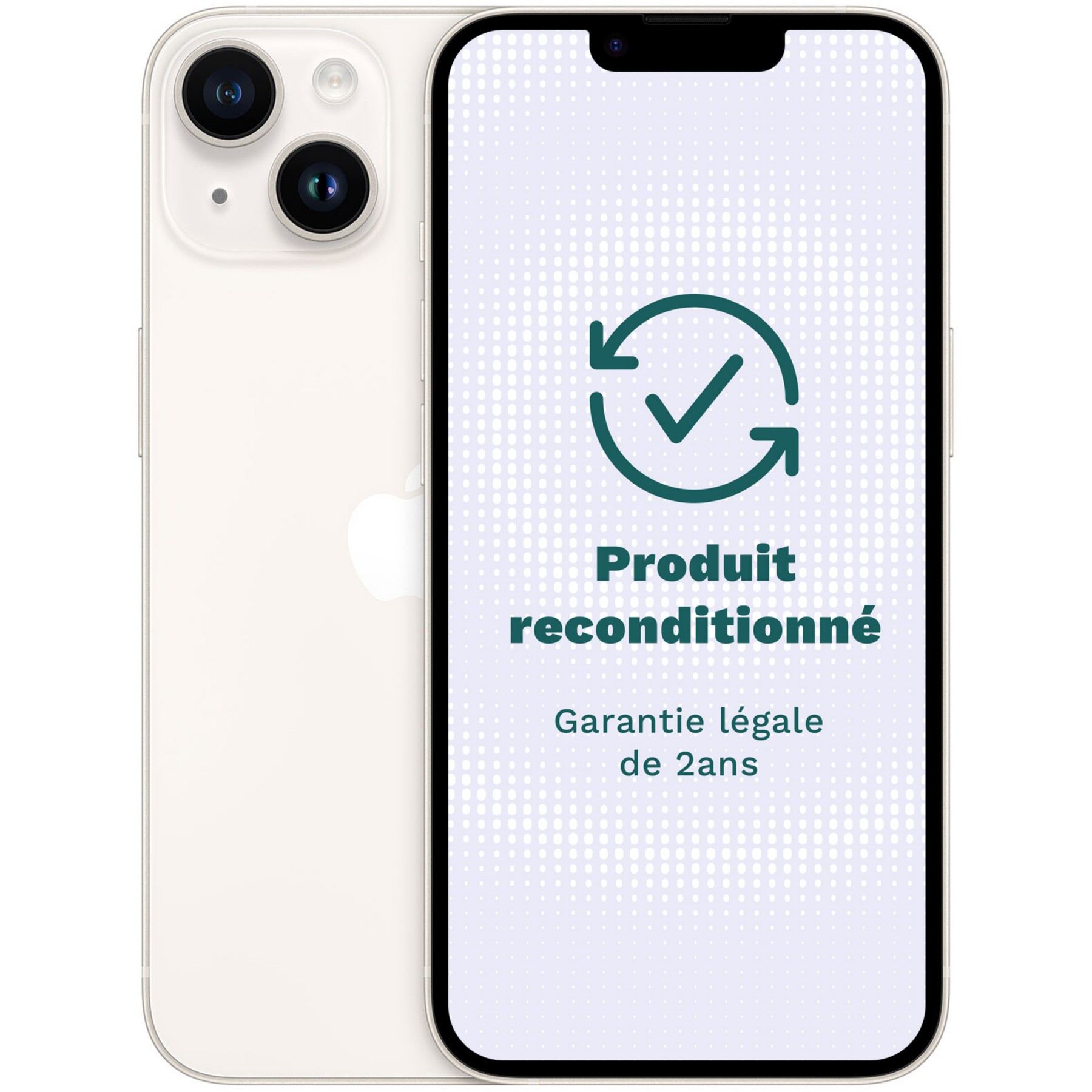 Smartphone APPLE iPhone 14 5G 128Go Blanc Excellent État avec Batterie Neuve - Reconditionné