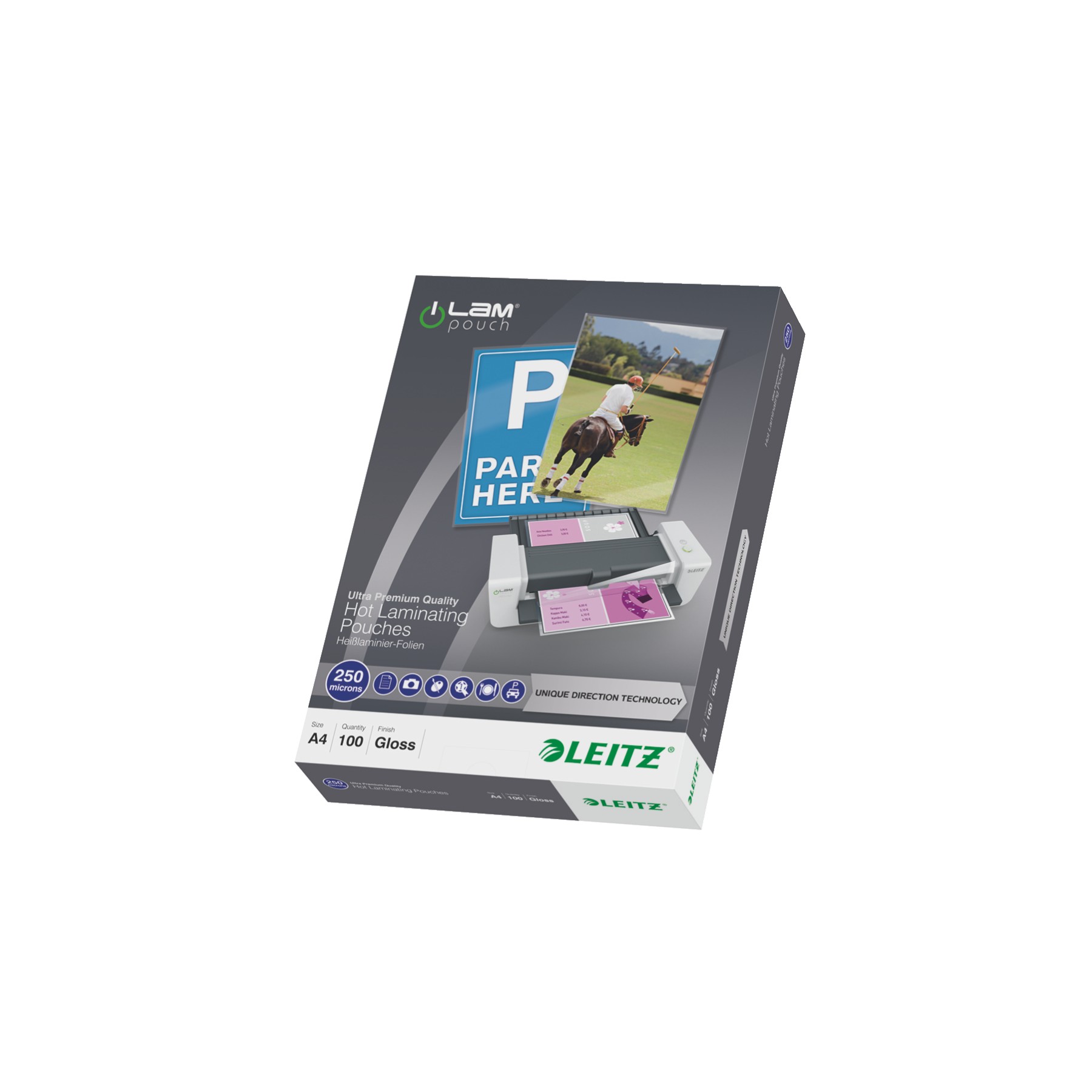 Consommable de bureau pour plastifieuse LEITZ Pochettes 250 UDT A4 boite de 100