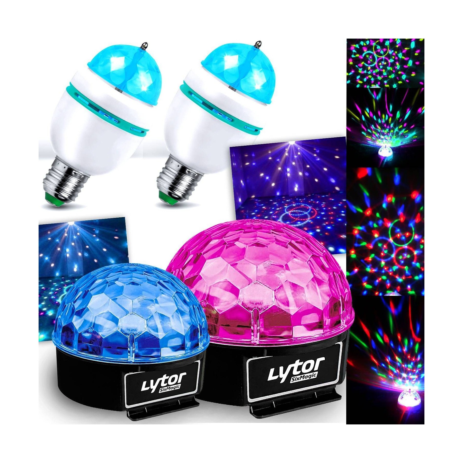 Jeu de lumières LYTOR Ampoules Mini DIAMS RVBA Culot E-27 + Je