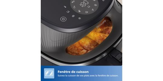 Airfryer PHILIPS NA332/00 Friteuse sans huile avec fenêtre de cuisson Noir/Doré, Série 3000 6.2L