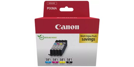 Cartouche d'encre CANON Pack Multipack 4 Originales CLI-581 Couleurs (C/M/Y/BK) - 2078C008