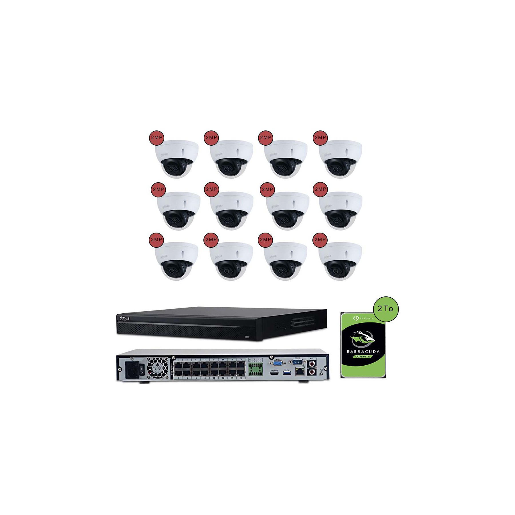 Caméra de sécurité KOMELEC Kit vidéosurveillance IP 12 caméras dôme