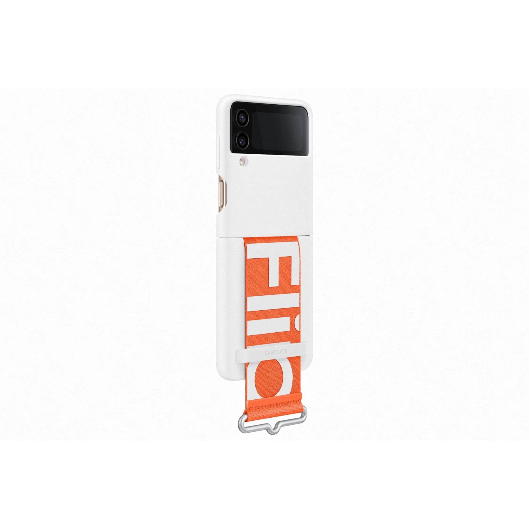 Coque SAMSUNG Z Flip 4 Silicone lanière blanc