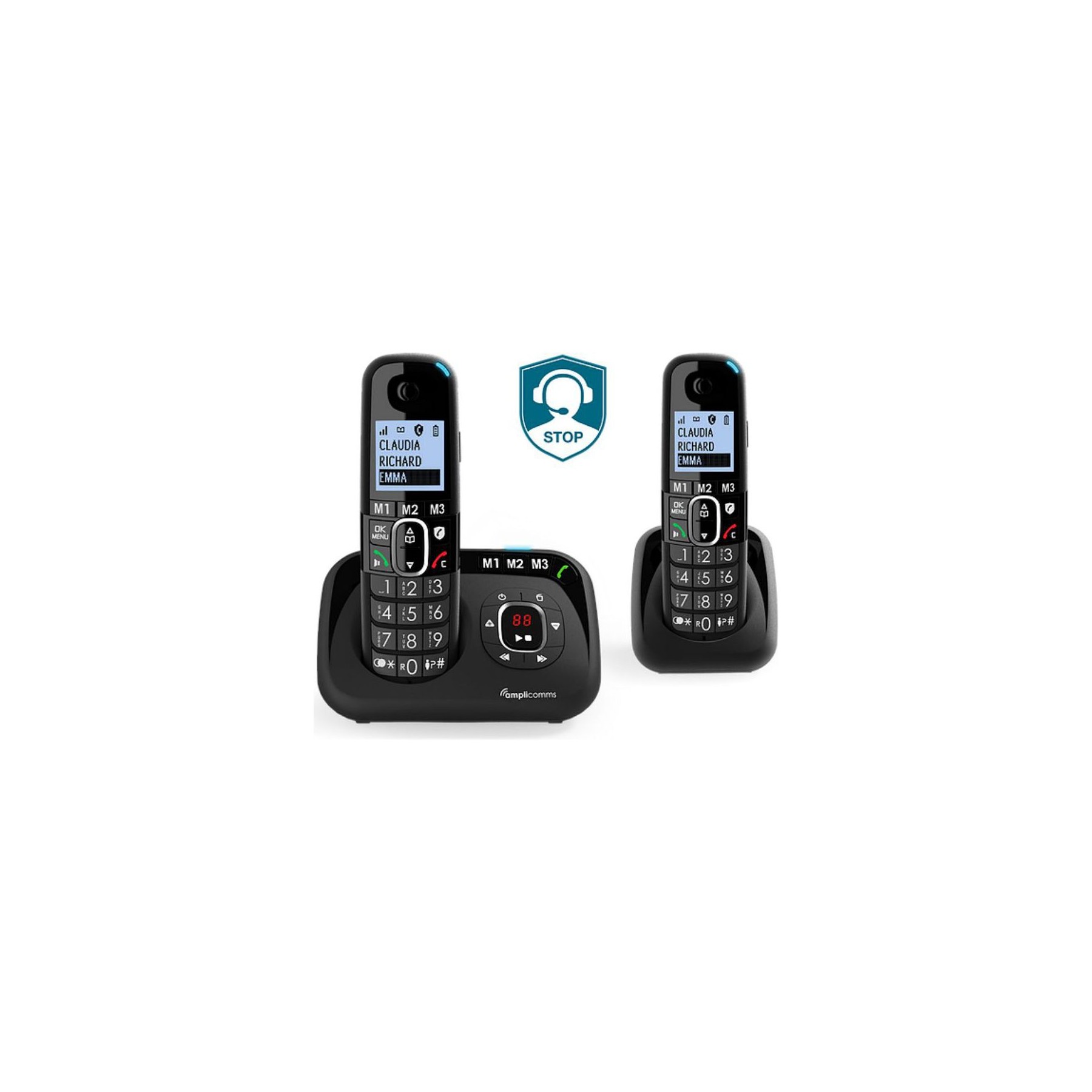 Téléphone sans fil AMPLICOMMS Téléphones fixes DUO répondeur Amplicomm