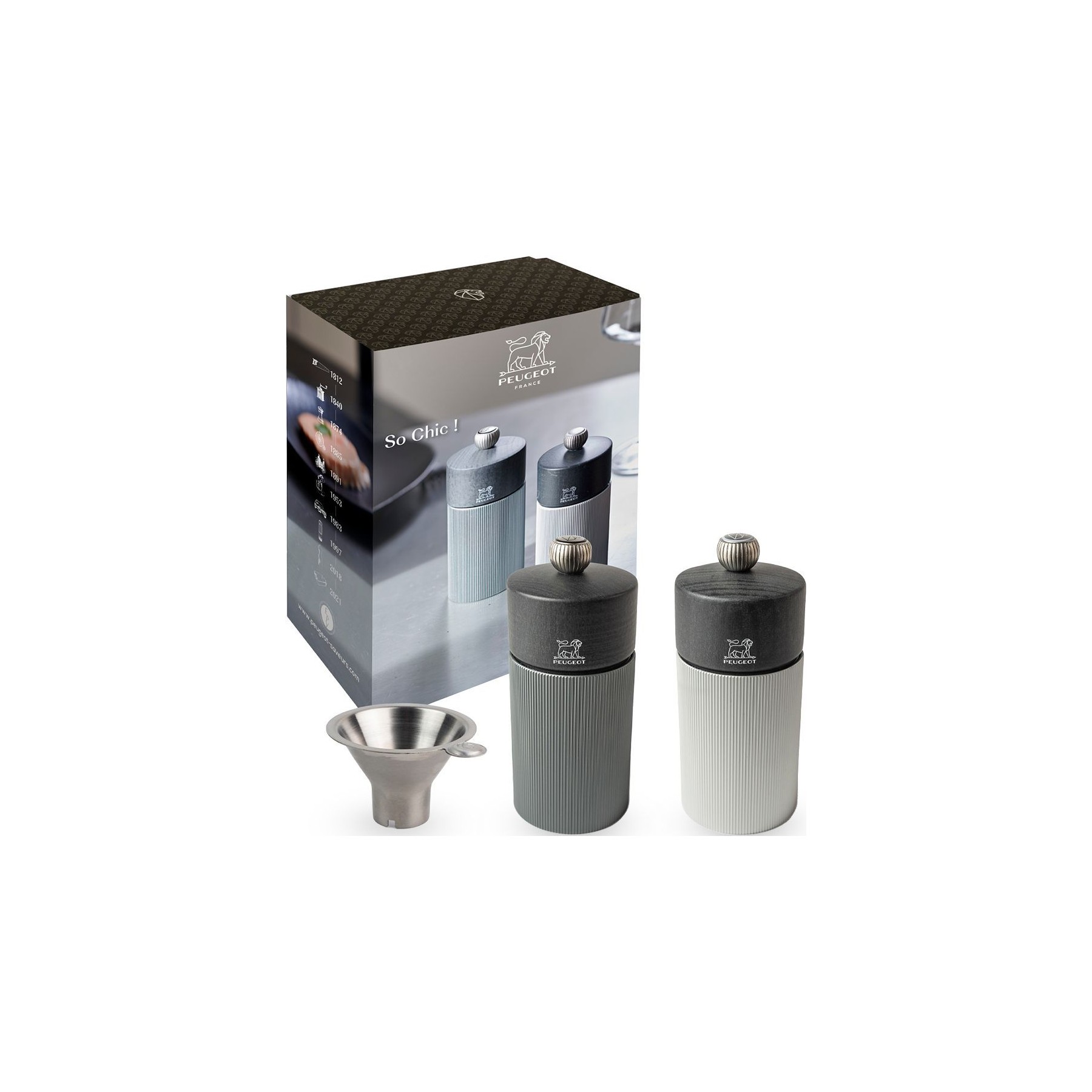 Duo moulins à poivre et sel PEUGEOT So Chic Inox Carbone 12cm