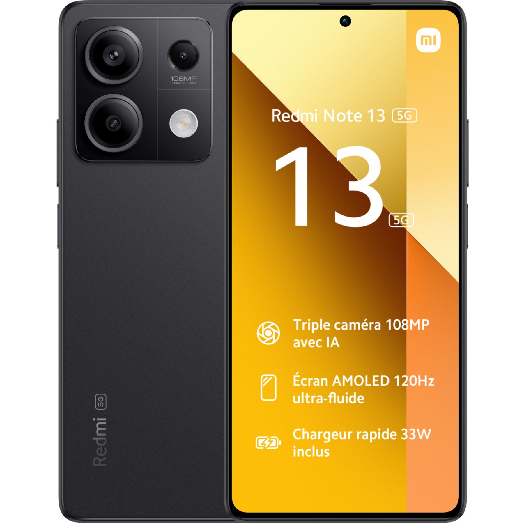 Smartphone XIAOMI Redmi Note 13 5G 256Go Noir Reconditionné