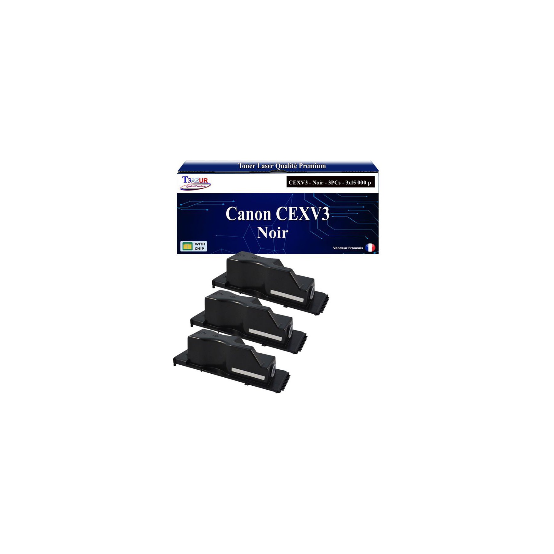 Toner T3AZUR compatible avec Canon CEXV5 (x3)