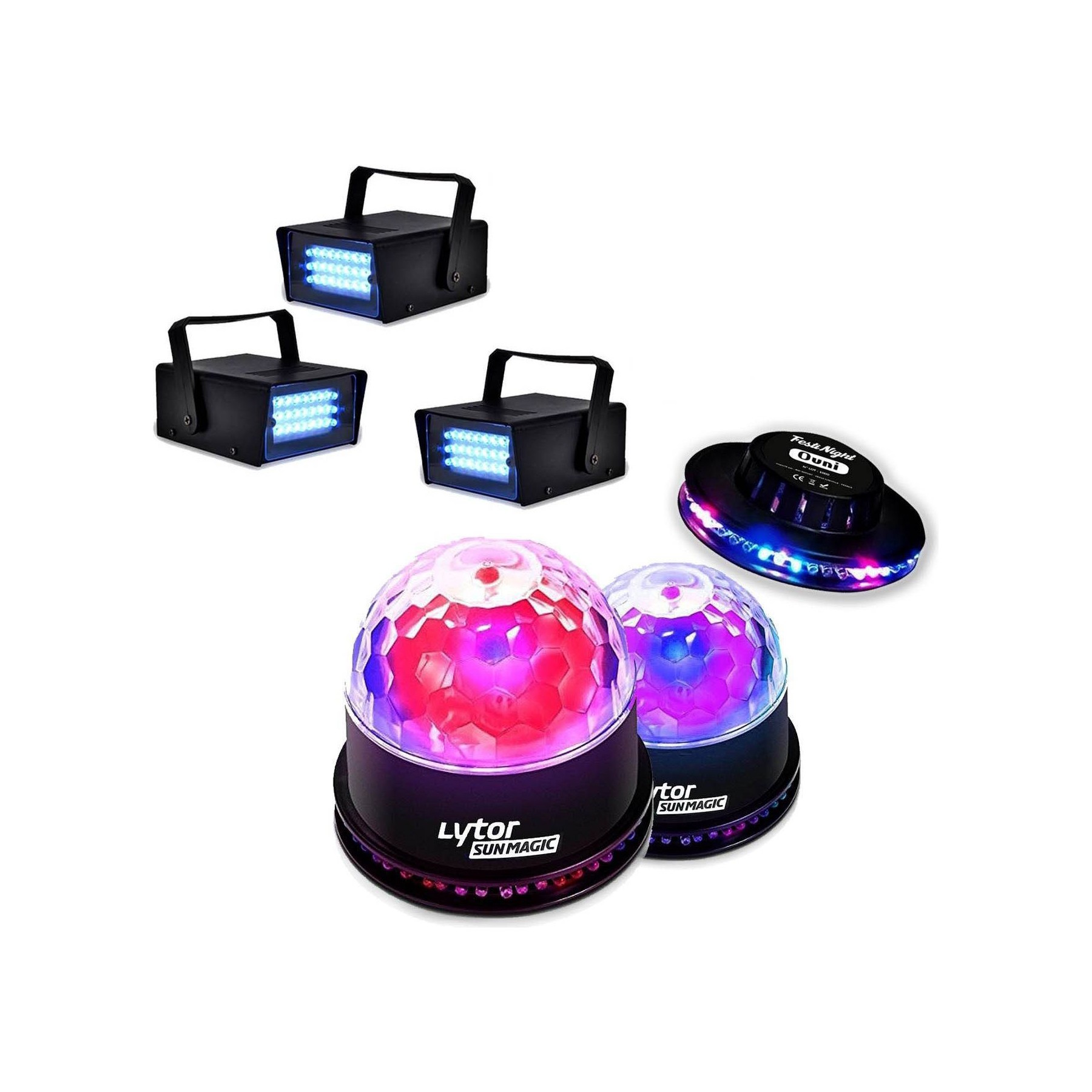 Jeu de lumières LYTOR Pack Soirée FIESTA 2 SUNMAGIC + 3 LED ST
