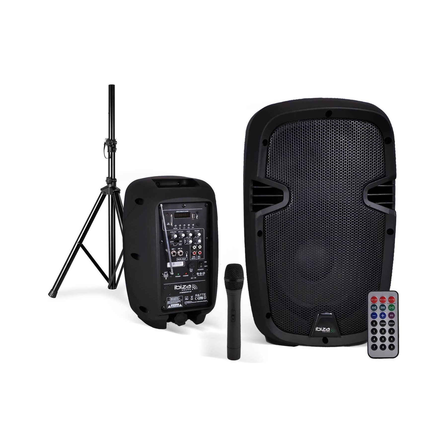 Enceinte sono IBIZA Enceinte 8"/20cm 300W USB/SD/BT+Mic+Pied