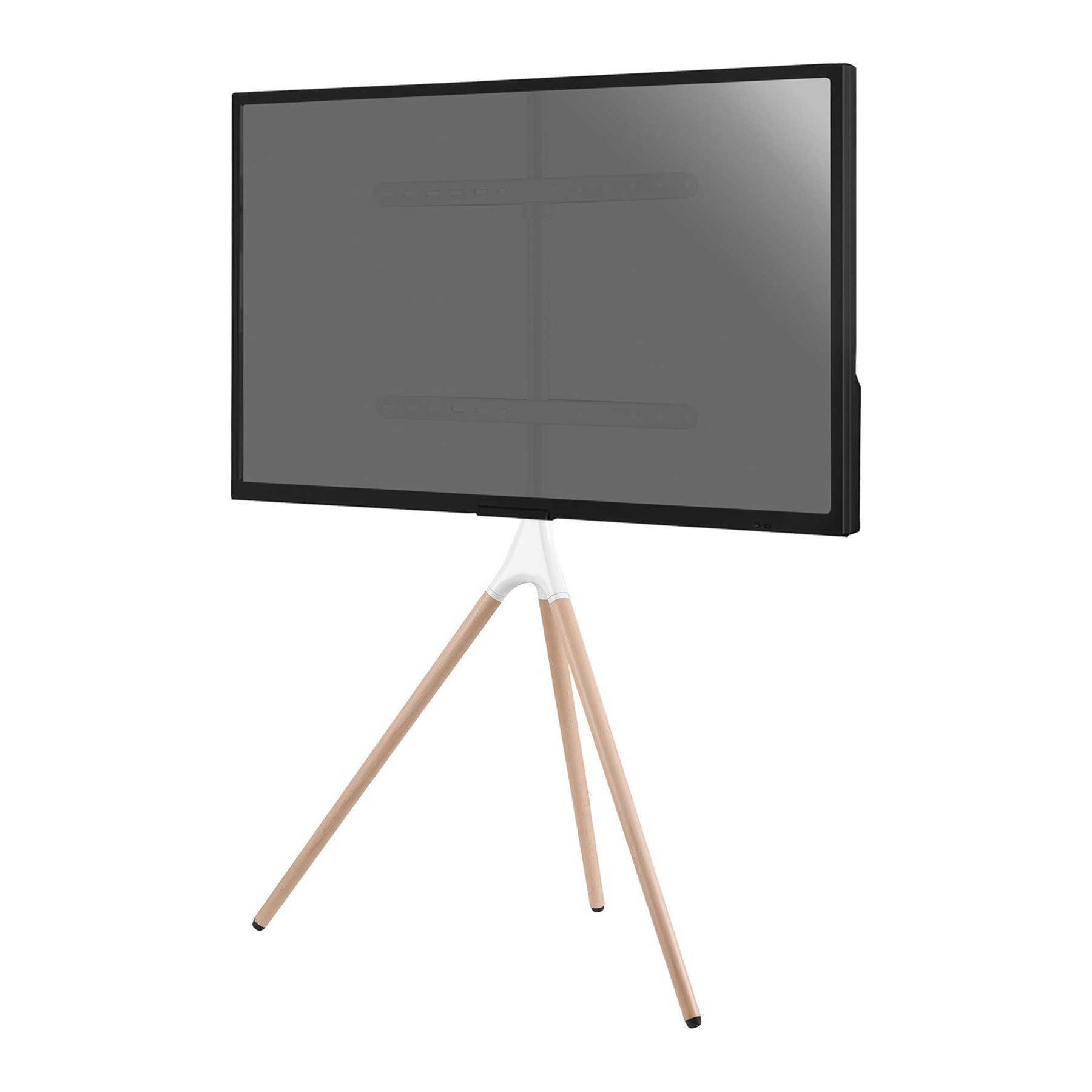 Pied TV KIMEX chevalet pour écran 45"-65", Blanc/hêtre