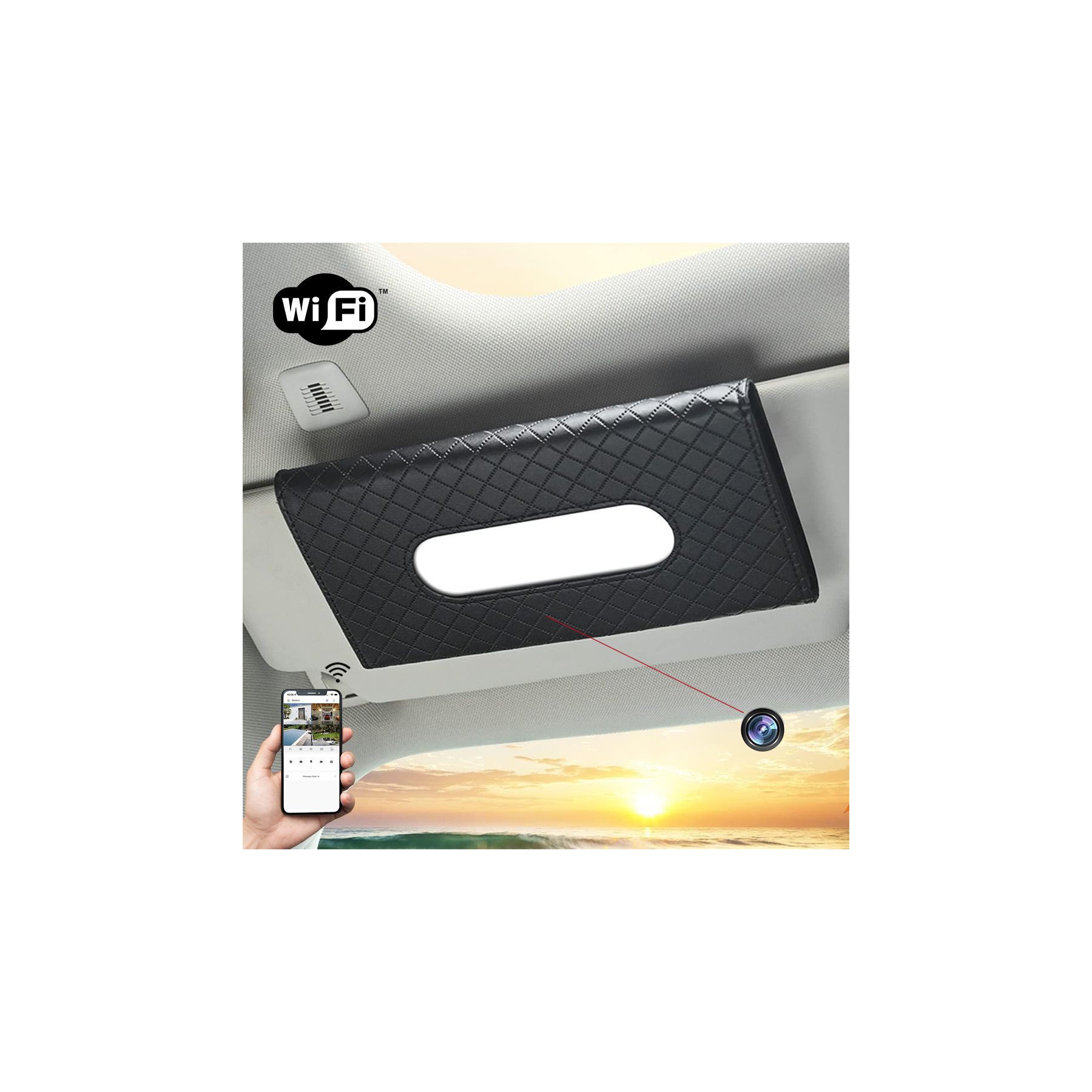 Caméra espion KOMELEC Porte-mouchoirs caméra espion WiFi 1080P