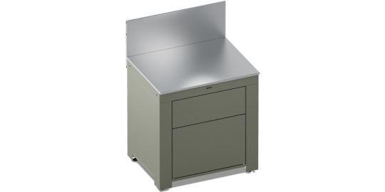 Meuble de cuisine extérieure ENO MODULO Plan de travail-Tiroirs-Sauge