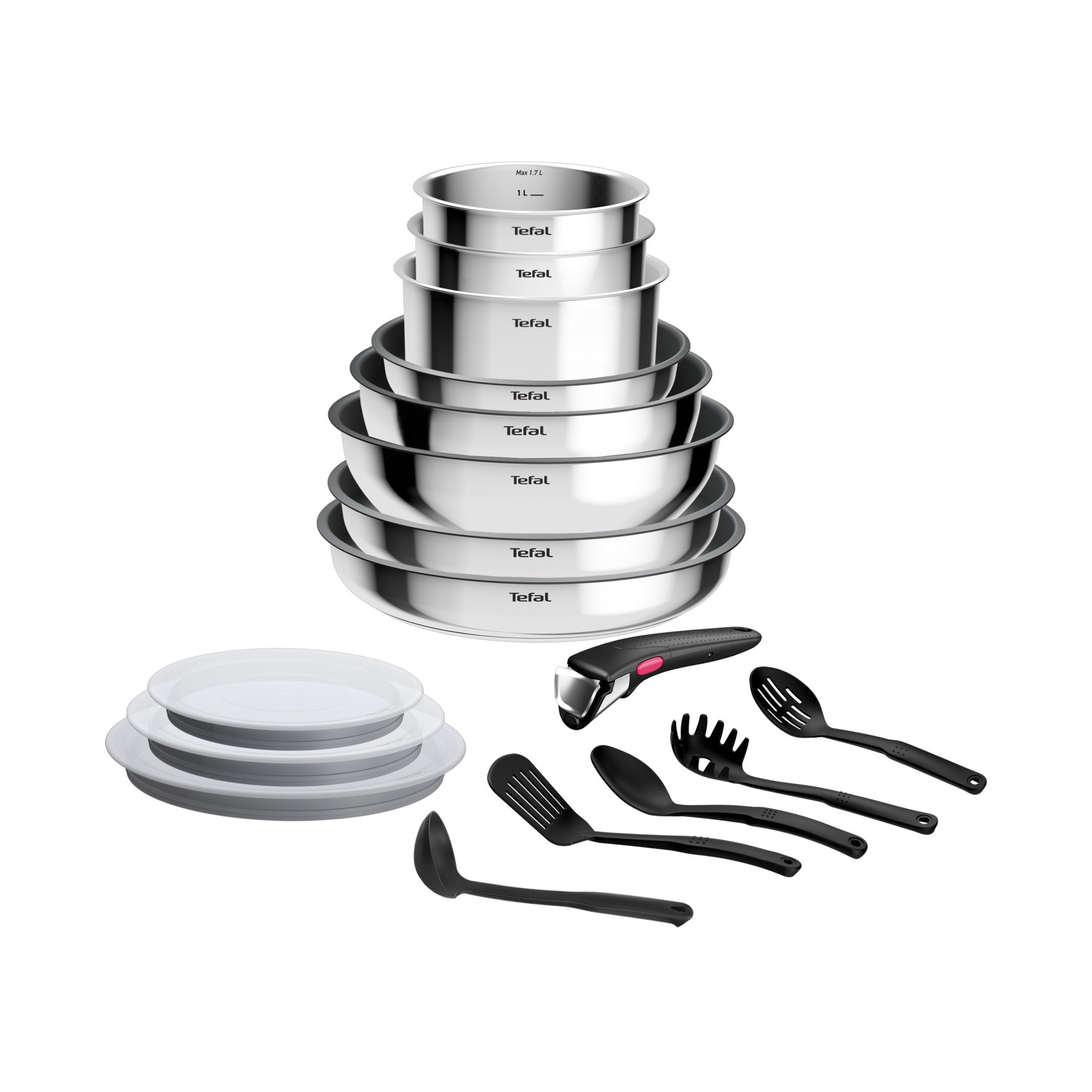 Batterie de cuisine TEFAL Cook Eat 17pcs Ingenio Inox