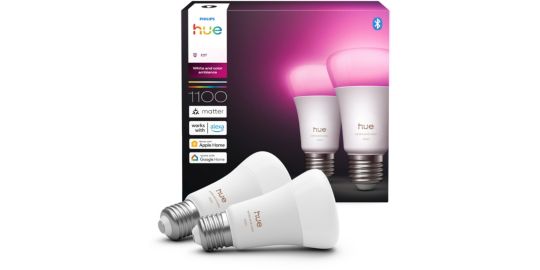 Ampoule LED connectée PHILIPS HUE E27 White&Color Ambiance pack de 2