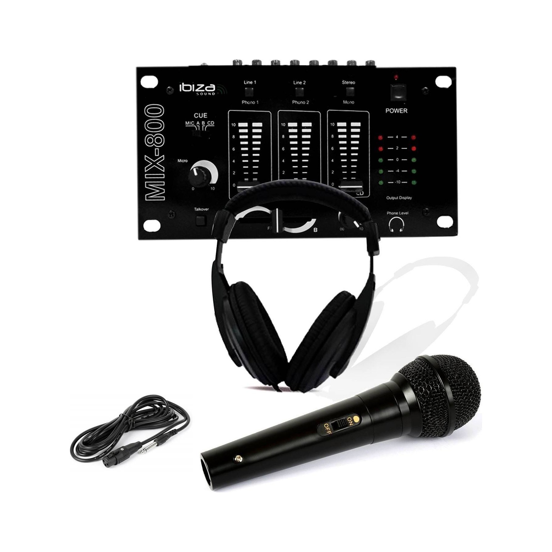 Table de mixage IBIZA MIX-800 + casque DJ + micro