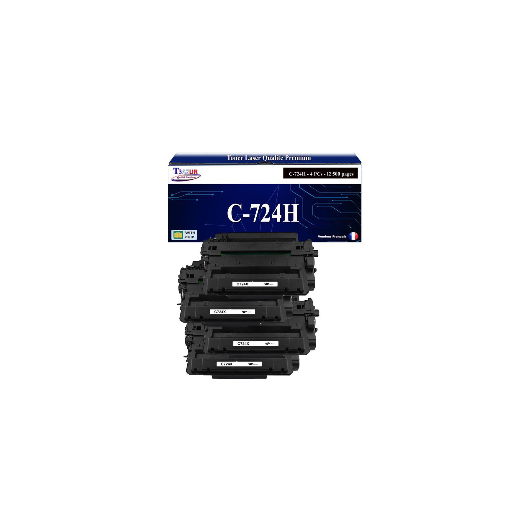 Toner T3AZUR compatible avec Canon 724H (x4)