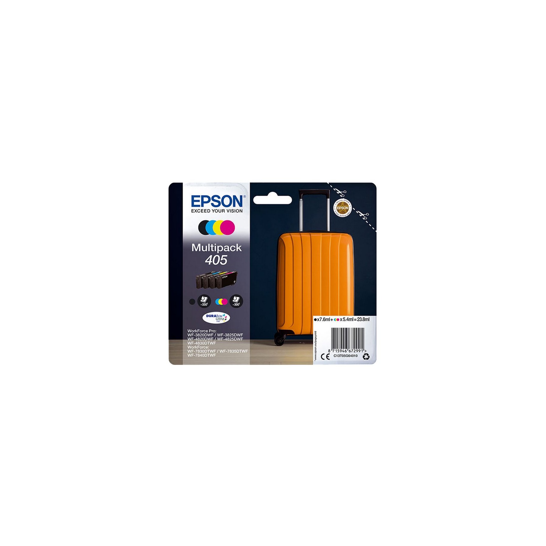 Cartouche d'encre EPSON Pack Multipack 4 Originales 405 (Noir + 3 Couleurs) - C13T05B64010