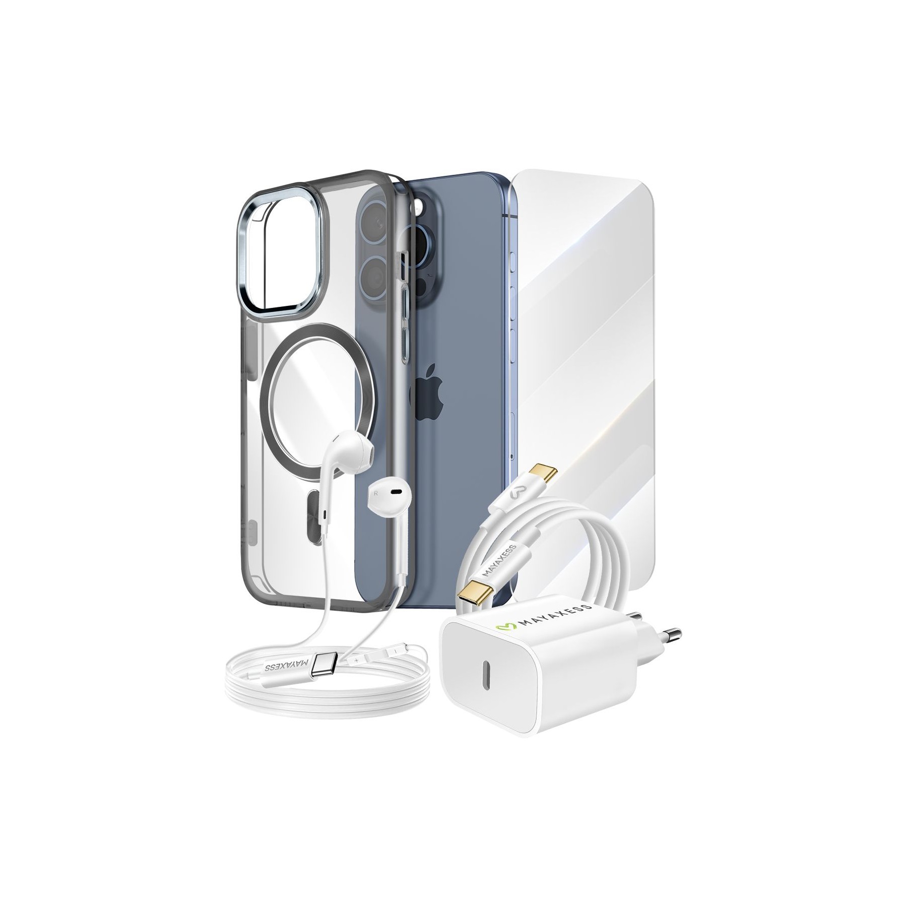 Pack MAYAXESS iPhone 15 Pro Protection Charge Audio