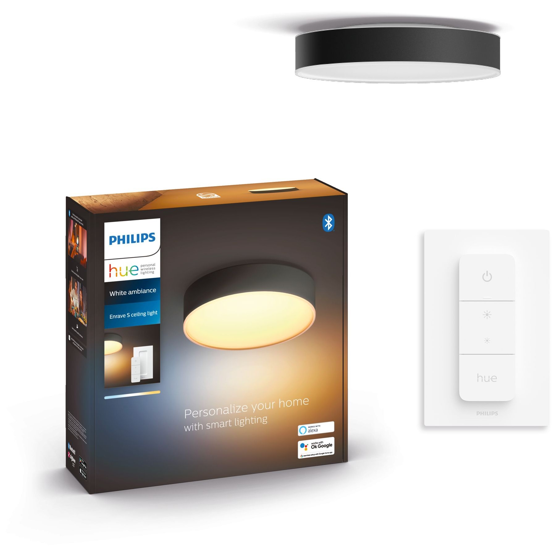 Plafonnier PHILIPS White Ambiance Enrave S noir