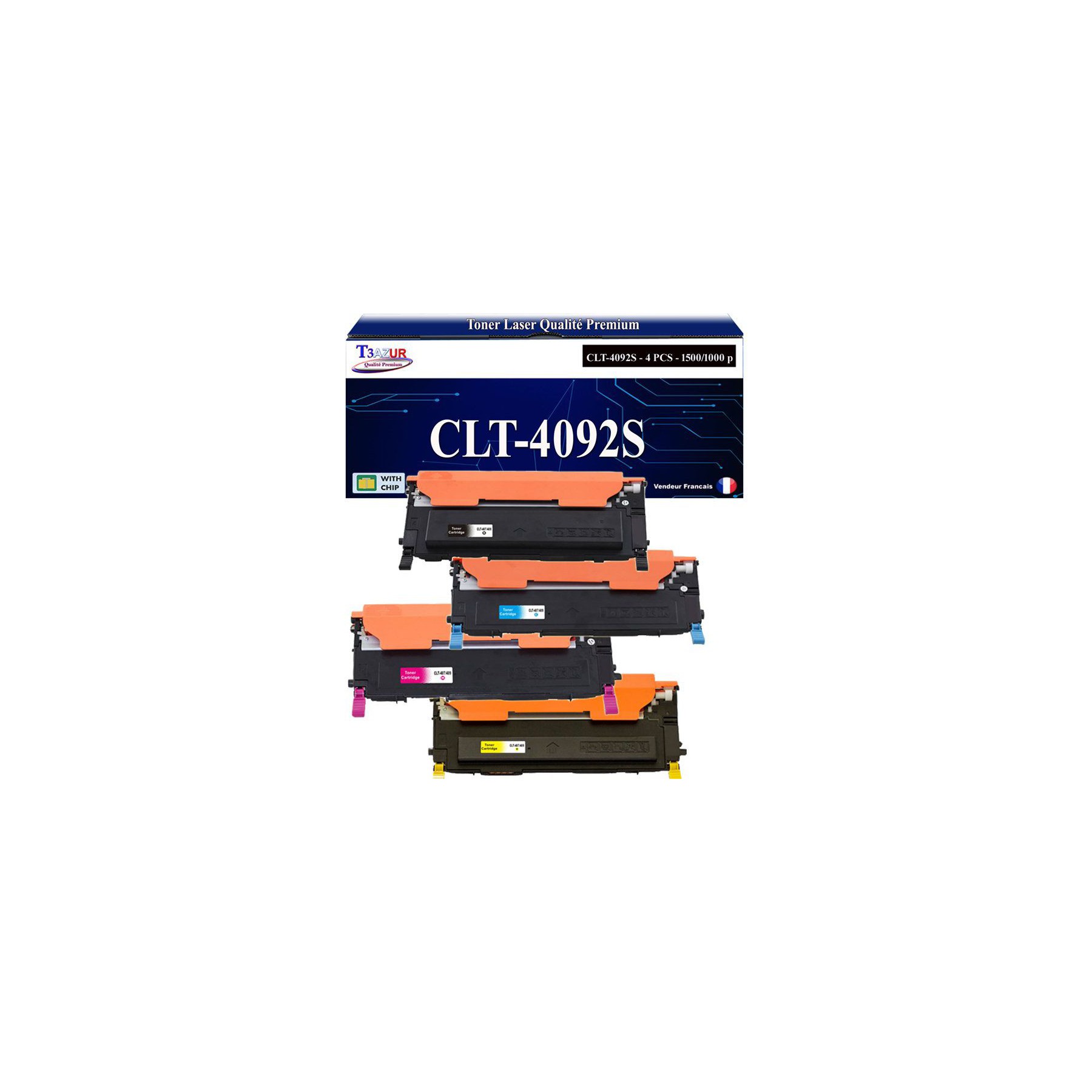 Toner T3AZUR pour Samsung CLX3175FW, CLX3175FN (x4)