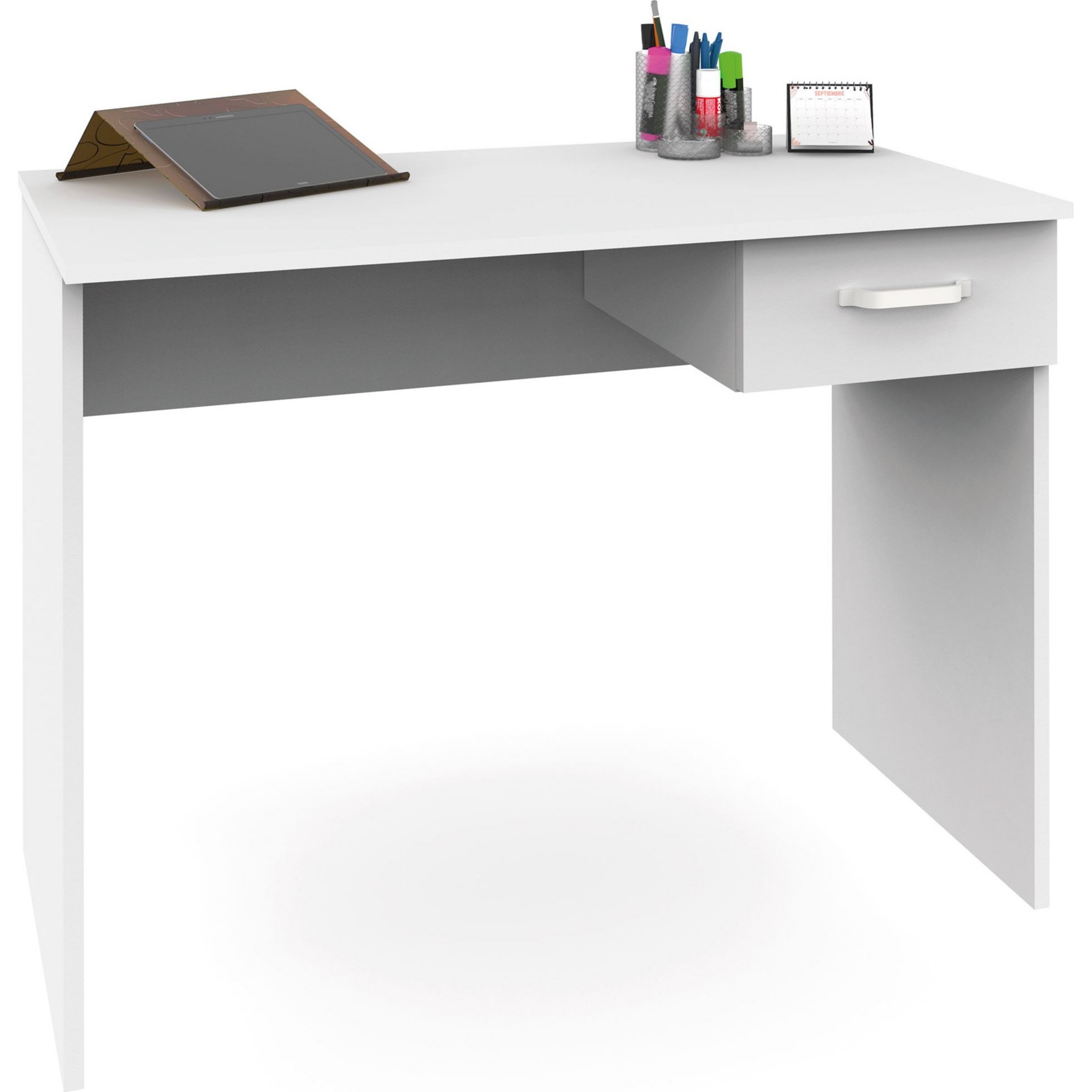 Bureau gamer BRIEBE 75x90x50cm, 1 Tiroir, ESC1189WHT
