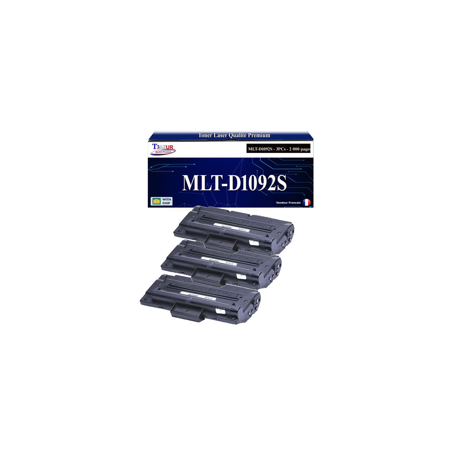 Toner T3AZUR pour Samsung SCX-4300, MLT-D1092S (x3)