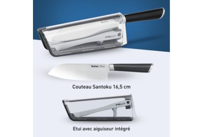 Couteau japonais TEFAL Ever Sharp Santoku + Aiguiseur