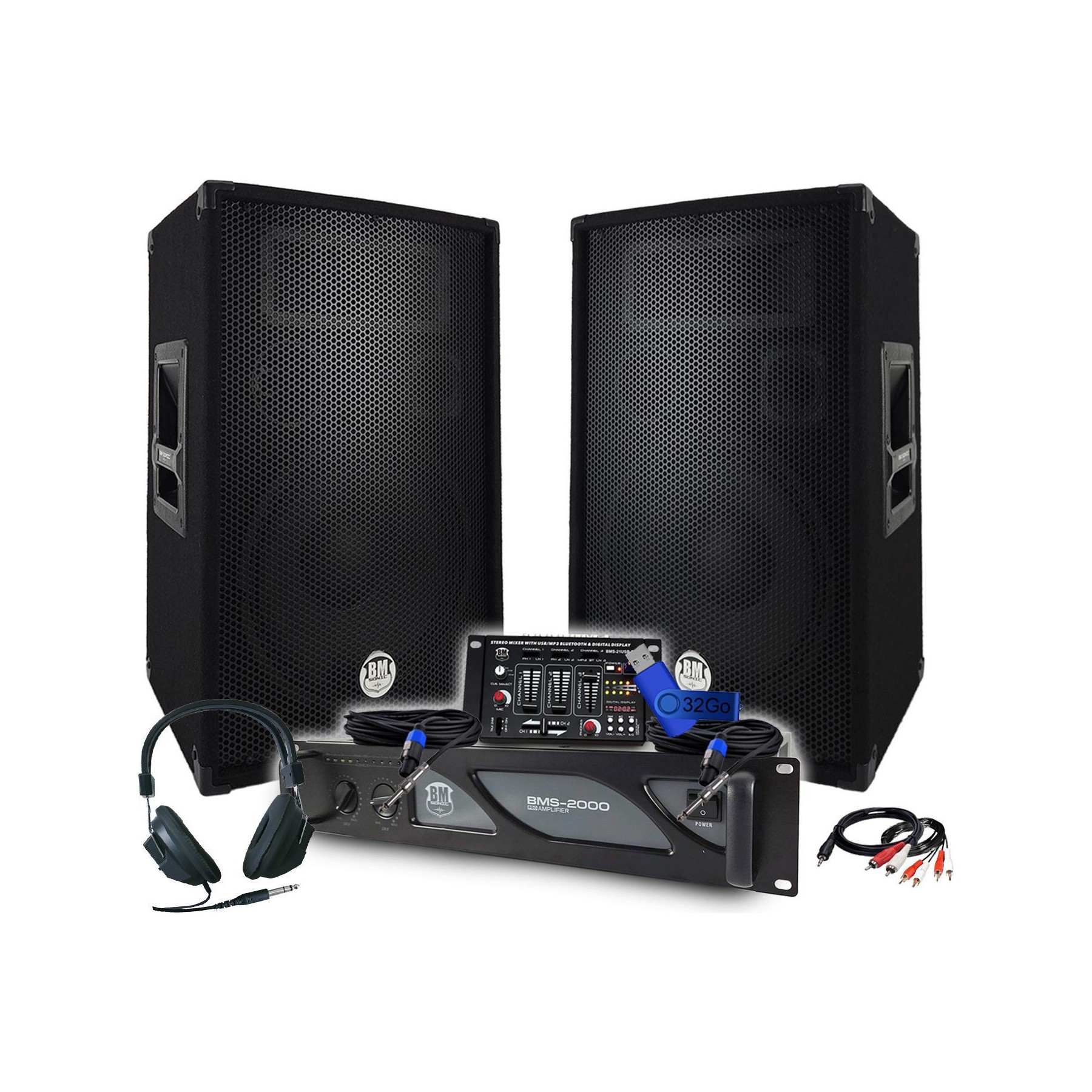 Pack sono BM SONIC Ampli 2000W +BMS21USB + Acces