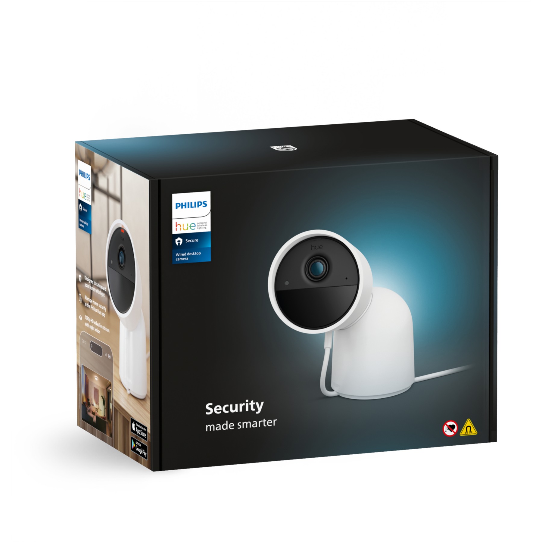 Caméra de surveillance PHILIPS HUE SECURE avec support bureau blanche