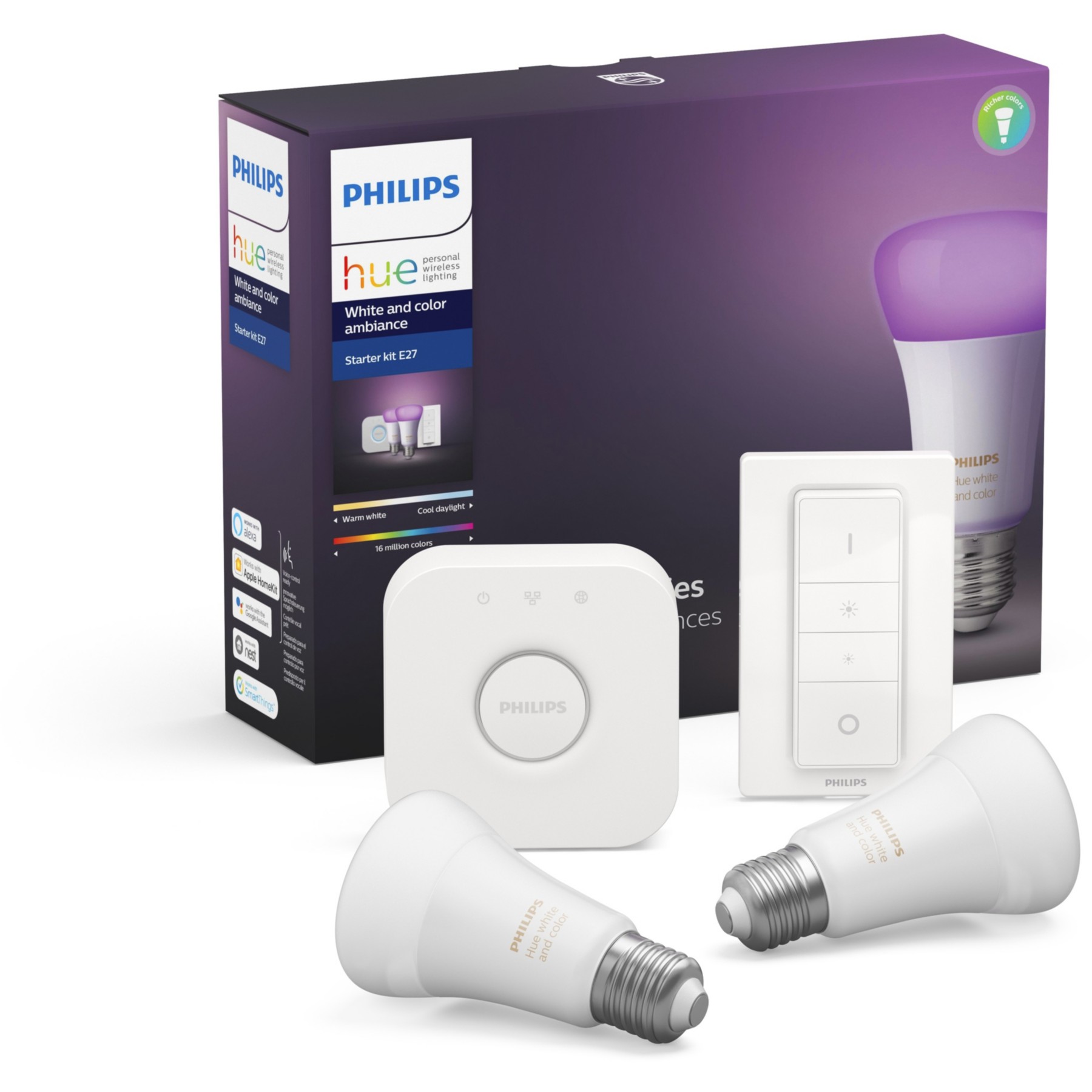 Ampoule LED connectée PHILIPS HW&CA Kit de démarrage  E27 x2 et téléc