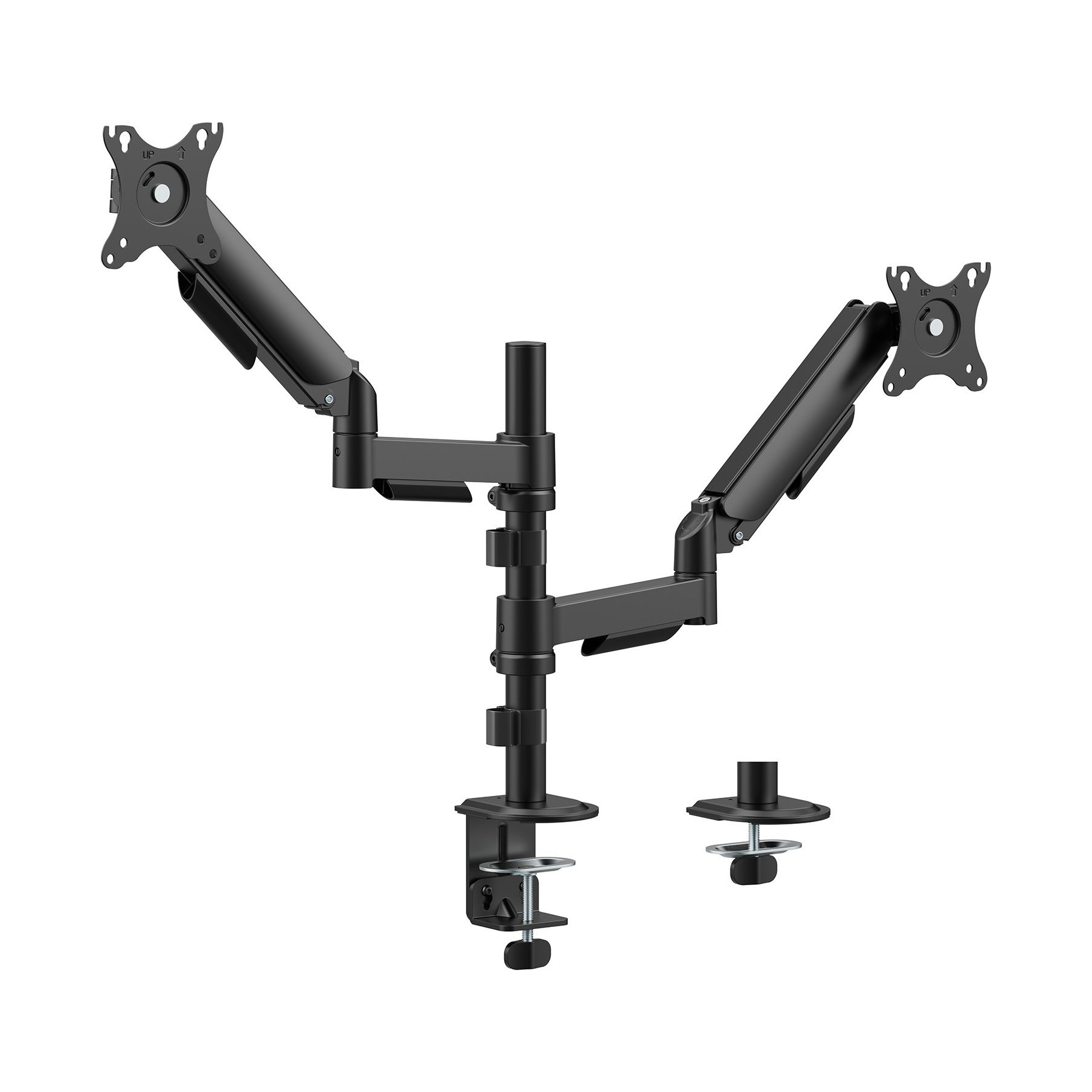 Pied TV KIMEX Support écran 2 PC 17-32" avec mât Noir