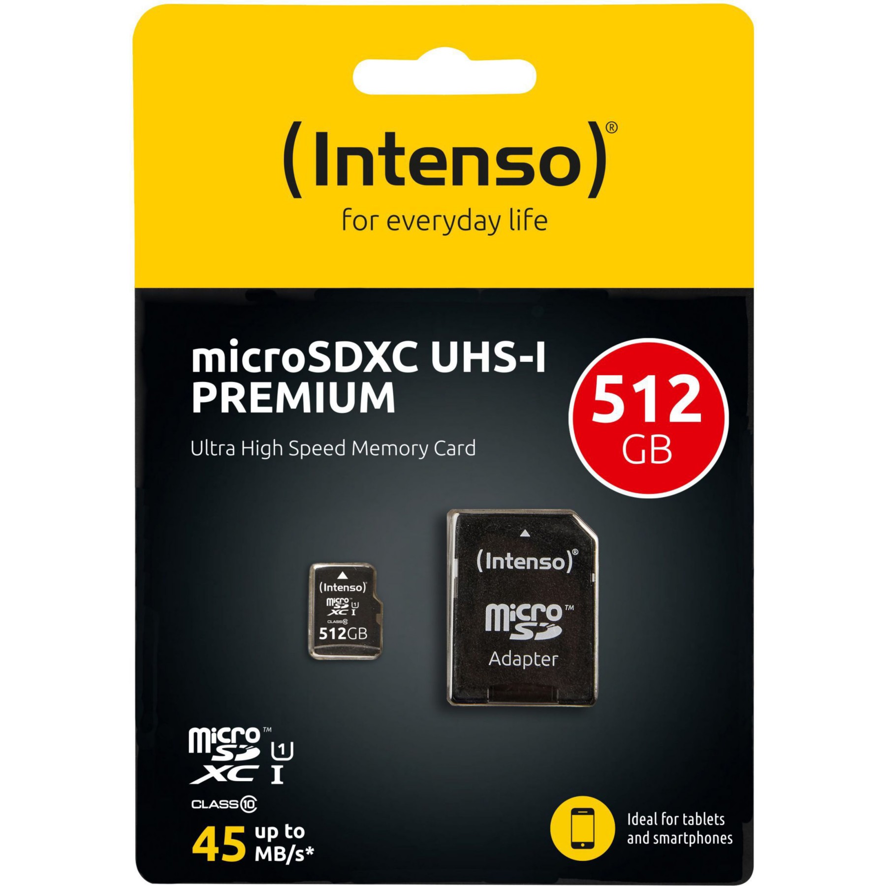 Carte Micro SD INTENSO SDHC 512GO - UHS-I + Adaptateur