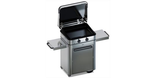 Plancha gaz ENO Enosign 65 inox 2 brûleurs sur chariot, 56x40 cm