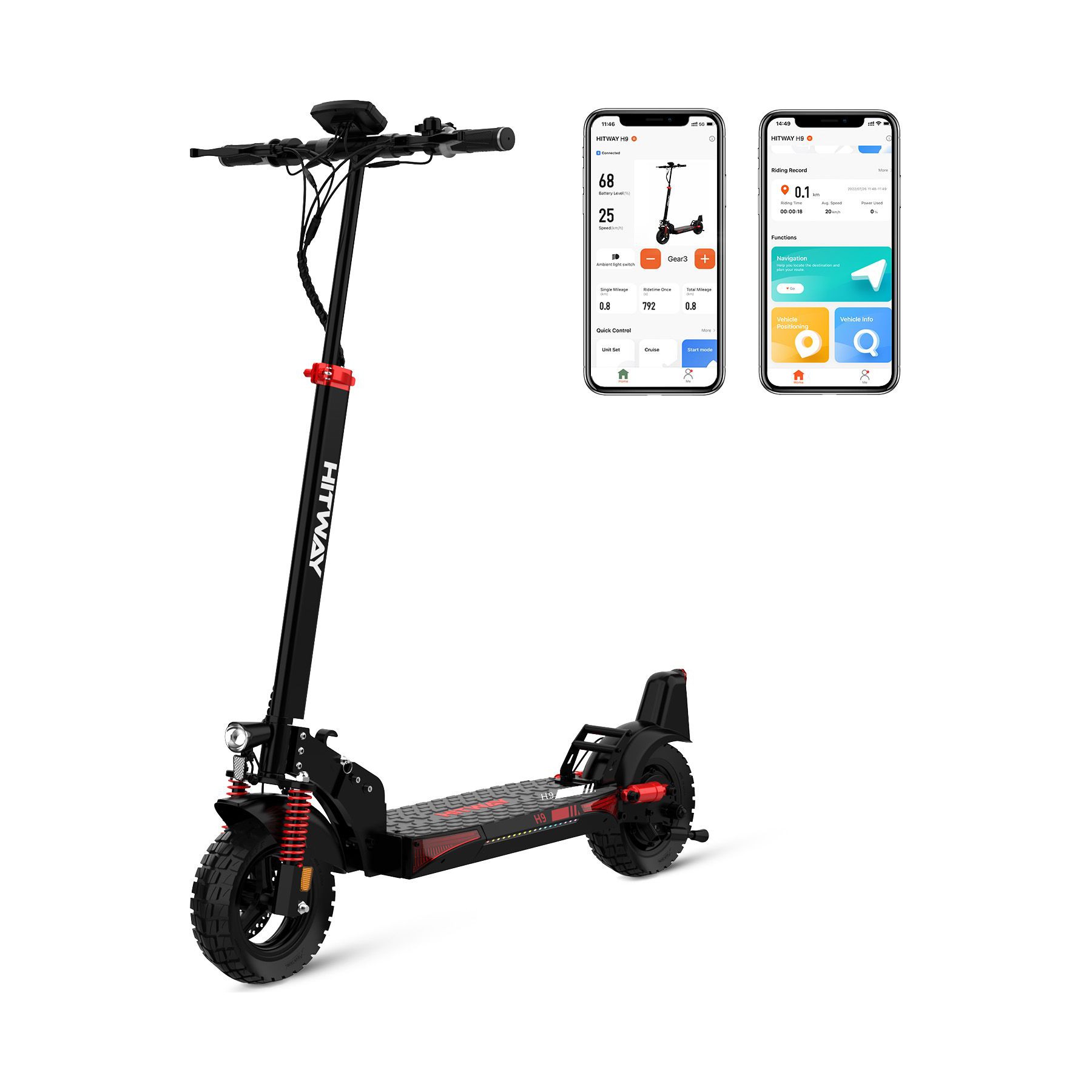 Trottinette électrique HITWAY Pliable 10" - 15,6AH - APP - écran LCD