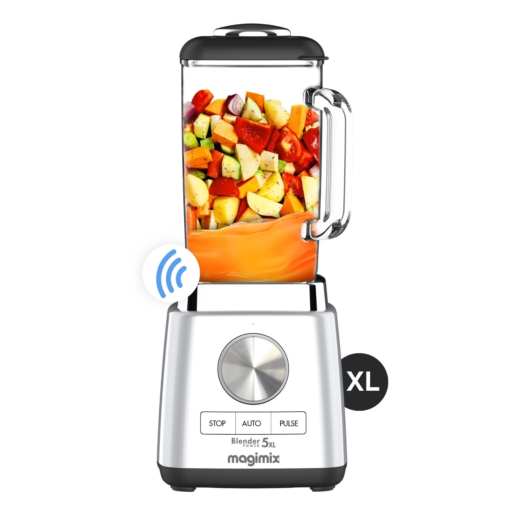 Blender MAGIMIX Power 5 XL Chrome Mat 11643 - Ultra Silencieux - Bol Verre 2L