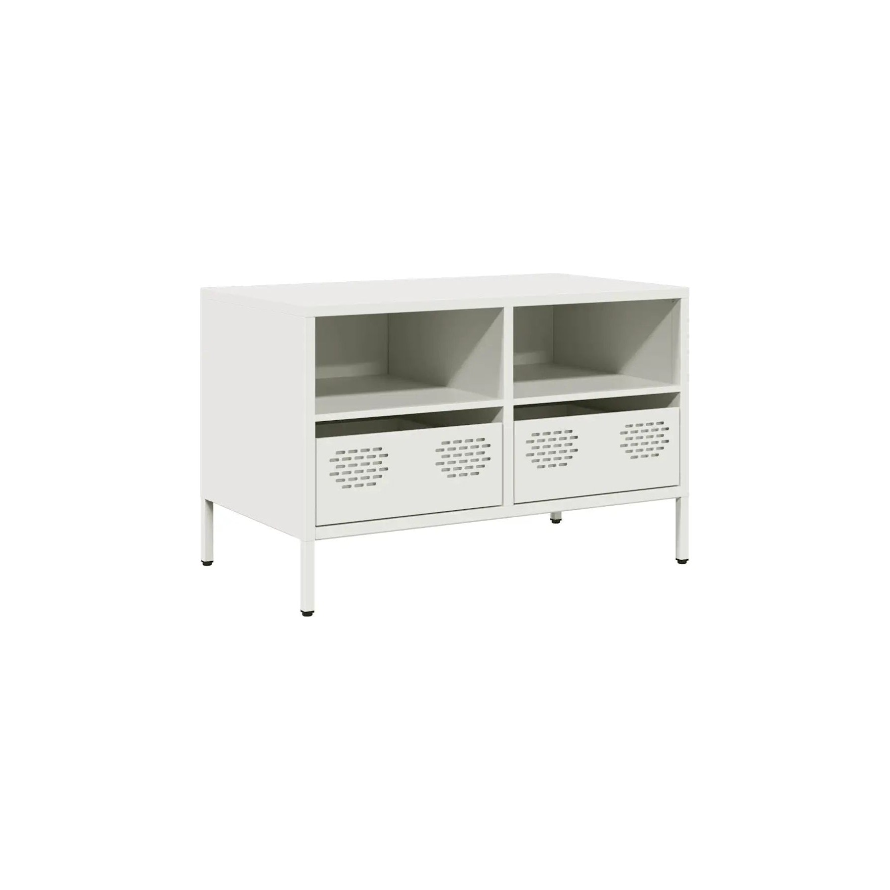 Meuble TV HELLOSHOP26 Meuble TV design industriel blanc 68 x 3