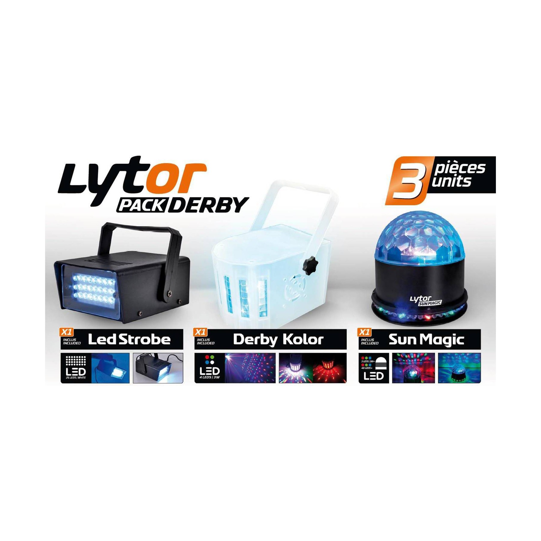 Jeu de lumières LYTOR Pack de 3 jeux de lumières à LEDS  DERBY
