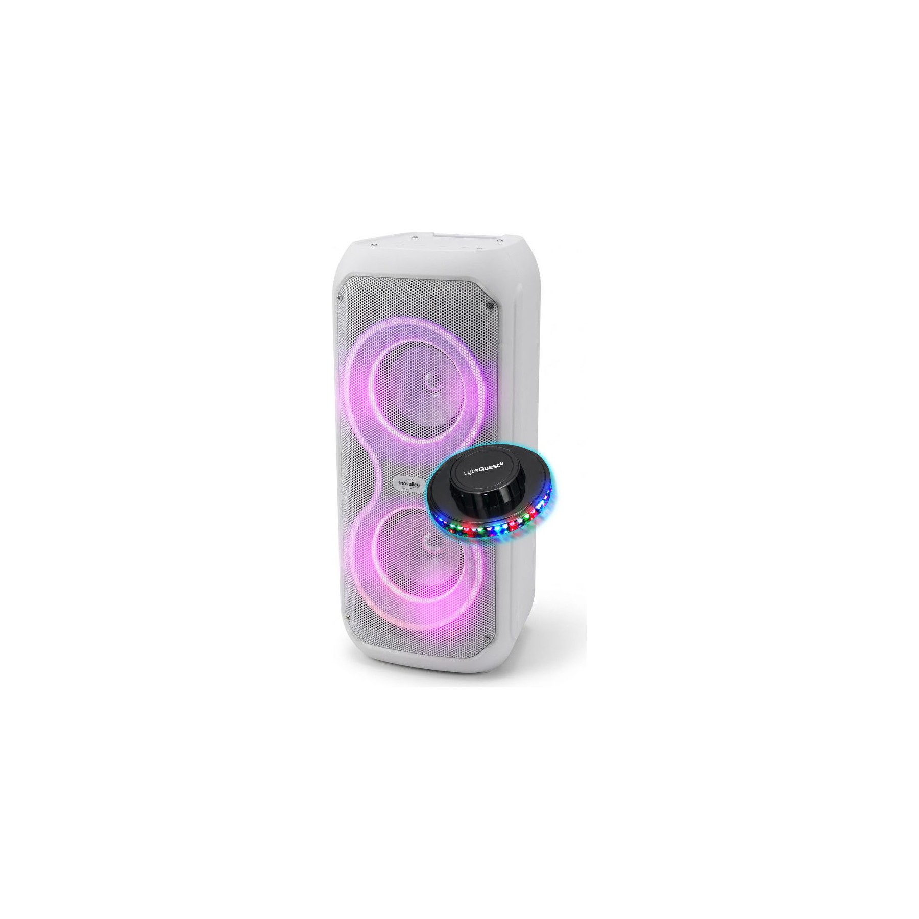 Enceinte nomade INOVALLEY KA-08 400W Blanc Karaoke LED RGB OVNI TW