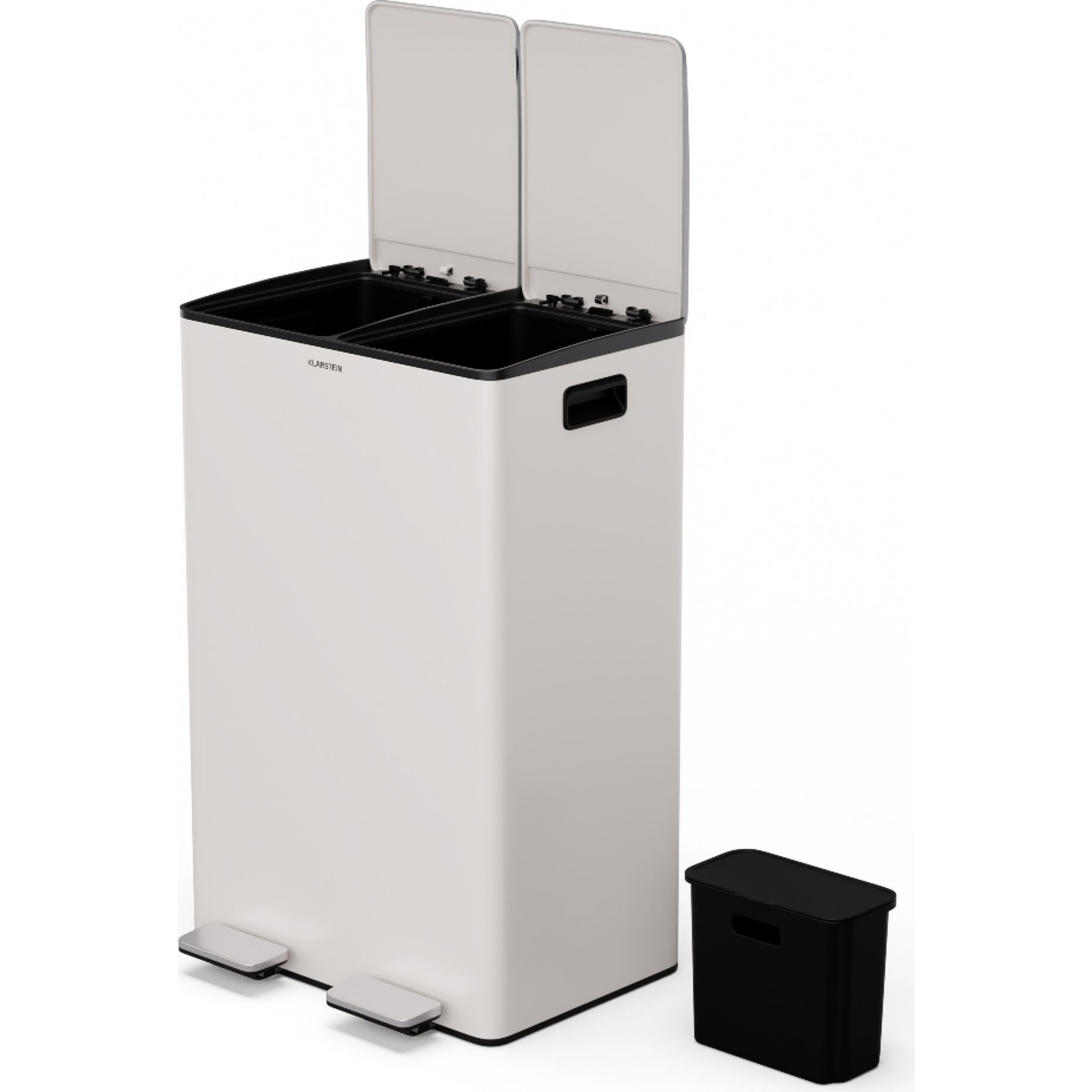Poubelle de cuisine tri sélectif KLARSTEIN EcoVista 60L 2 bacs et compost 3L Beige