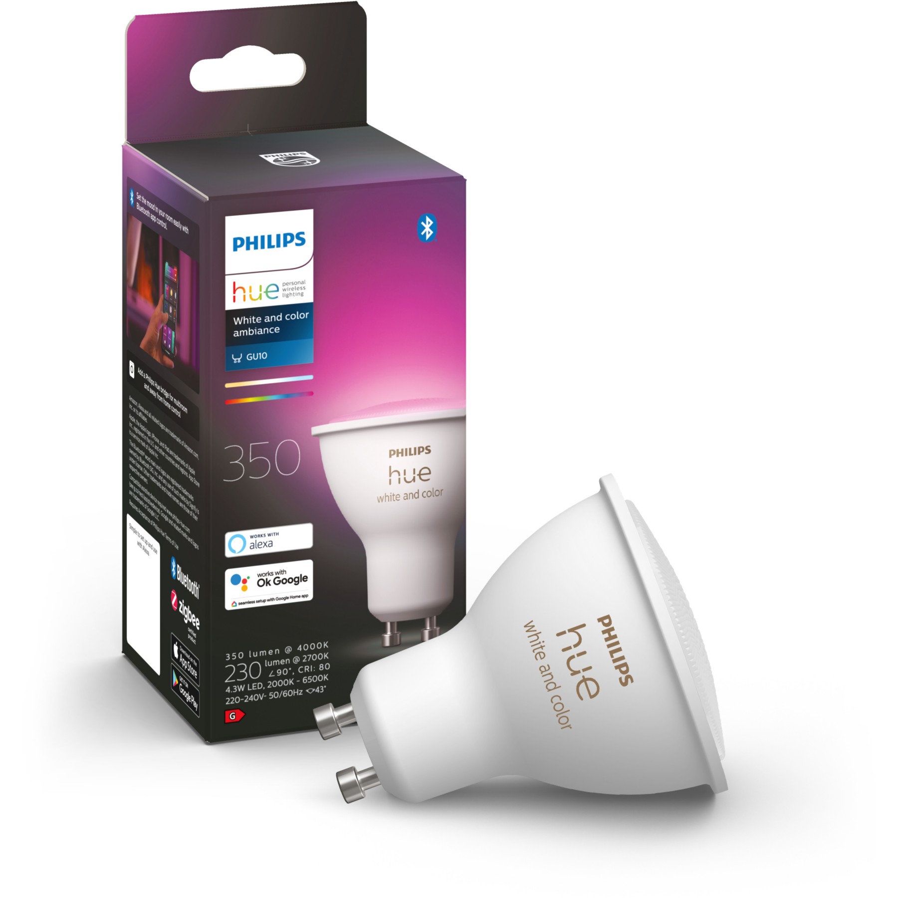 Ampoule LED connectée PHILIPS HUE W&C GU10 5.7W