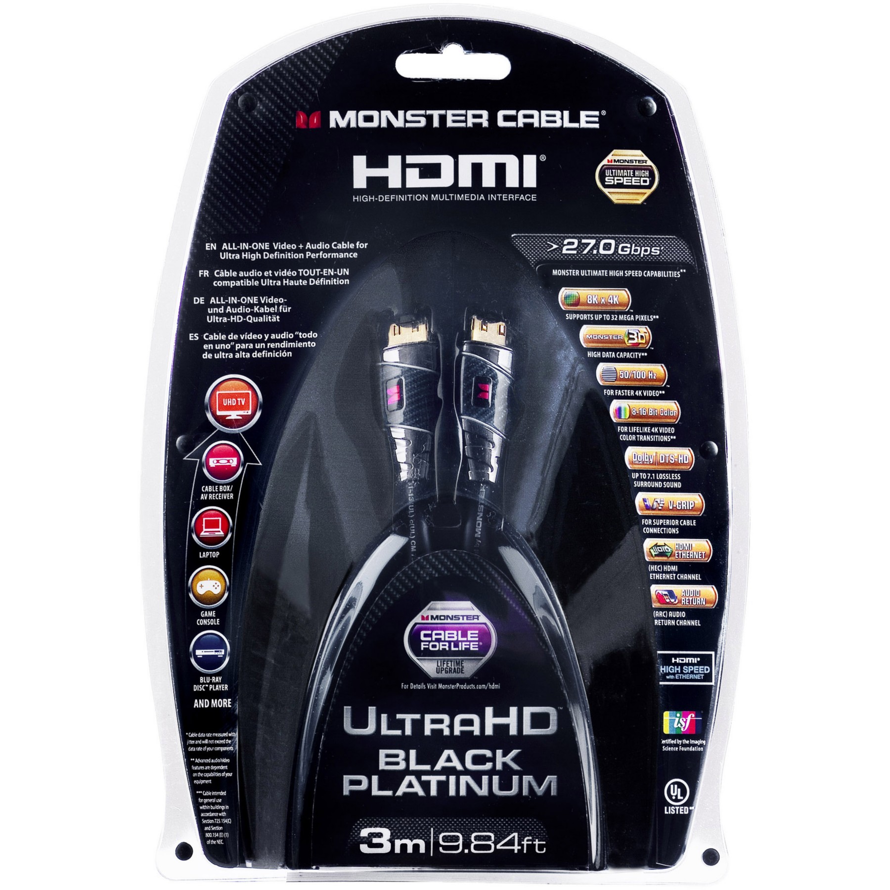 Câble HDMI MONSTERCABLE UHD 3M 27Gbps